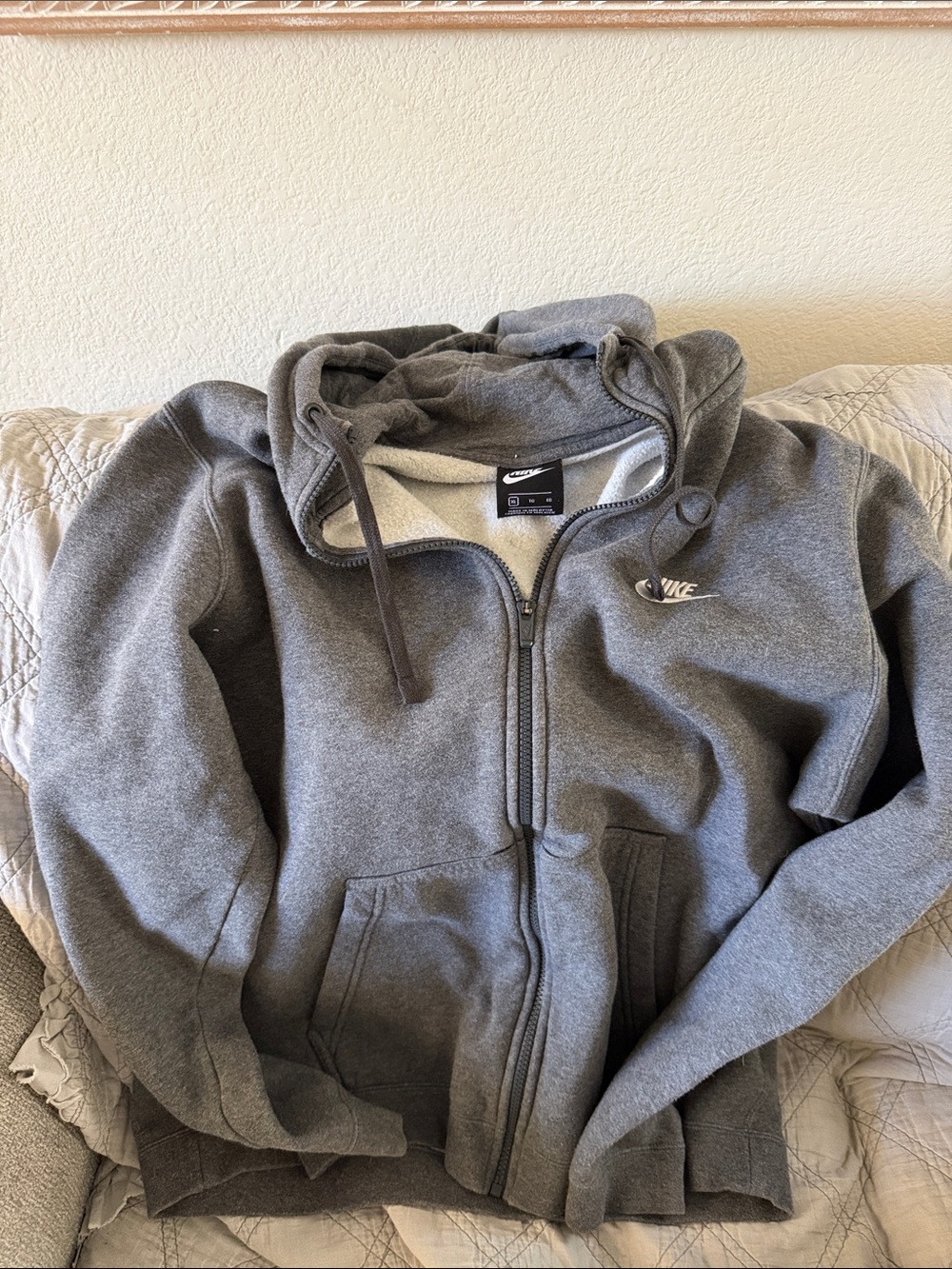 Nike Gray Full-Zip Bomber Jacket with Logo